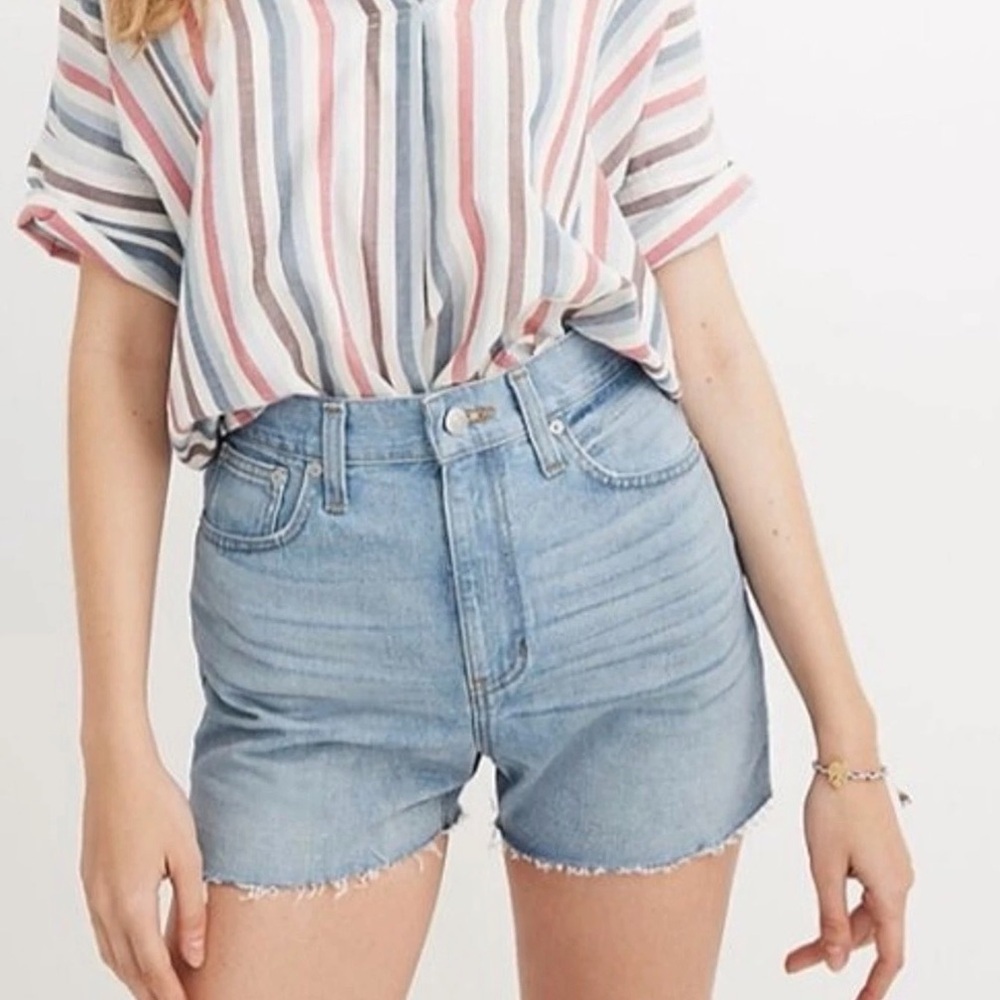 Madewell Light Blue High-Rise Denim Shorts